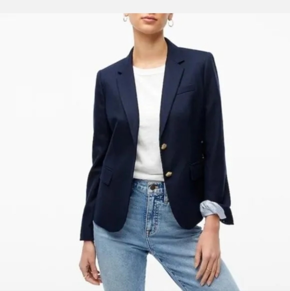 J. Crew Factory navy blue Schoolboy wool blend Blazer‎ Jacket Sz 4